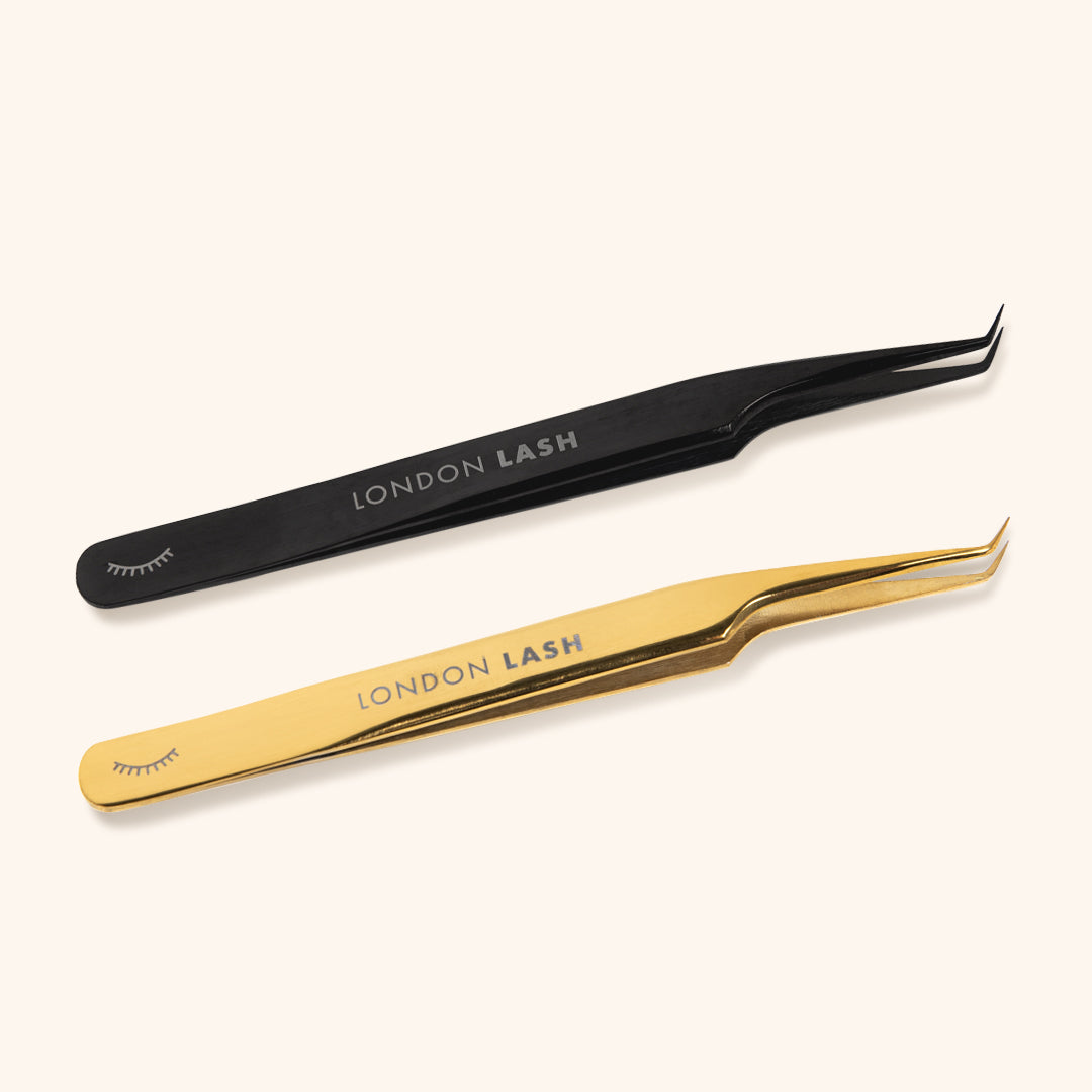 Long Slim Mega Volume Tweezers in Gold and Black