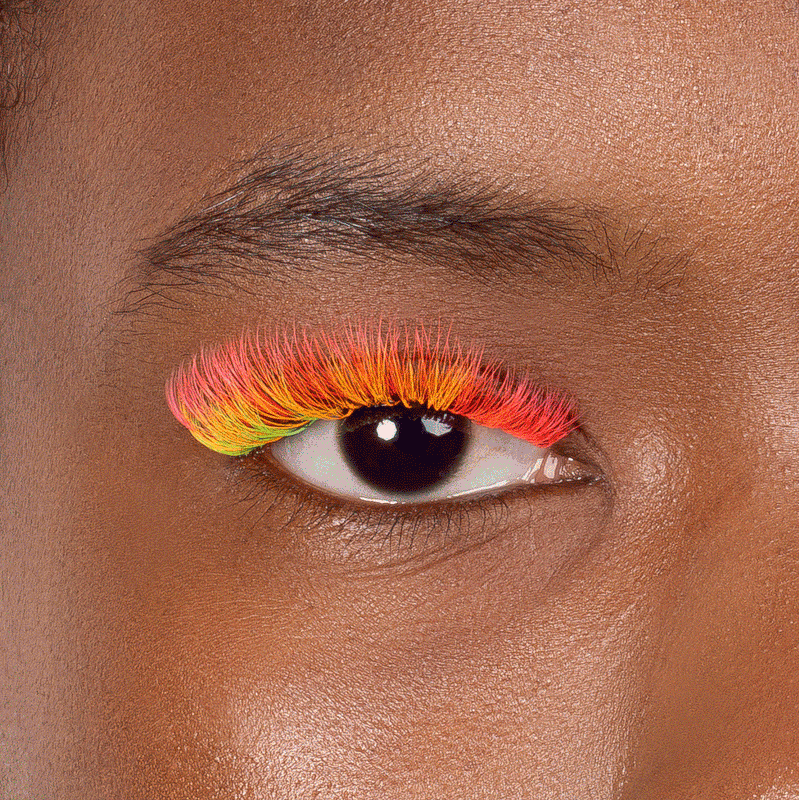 GIF of Neon Lashes Under Black Light