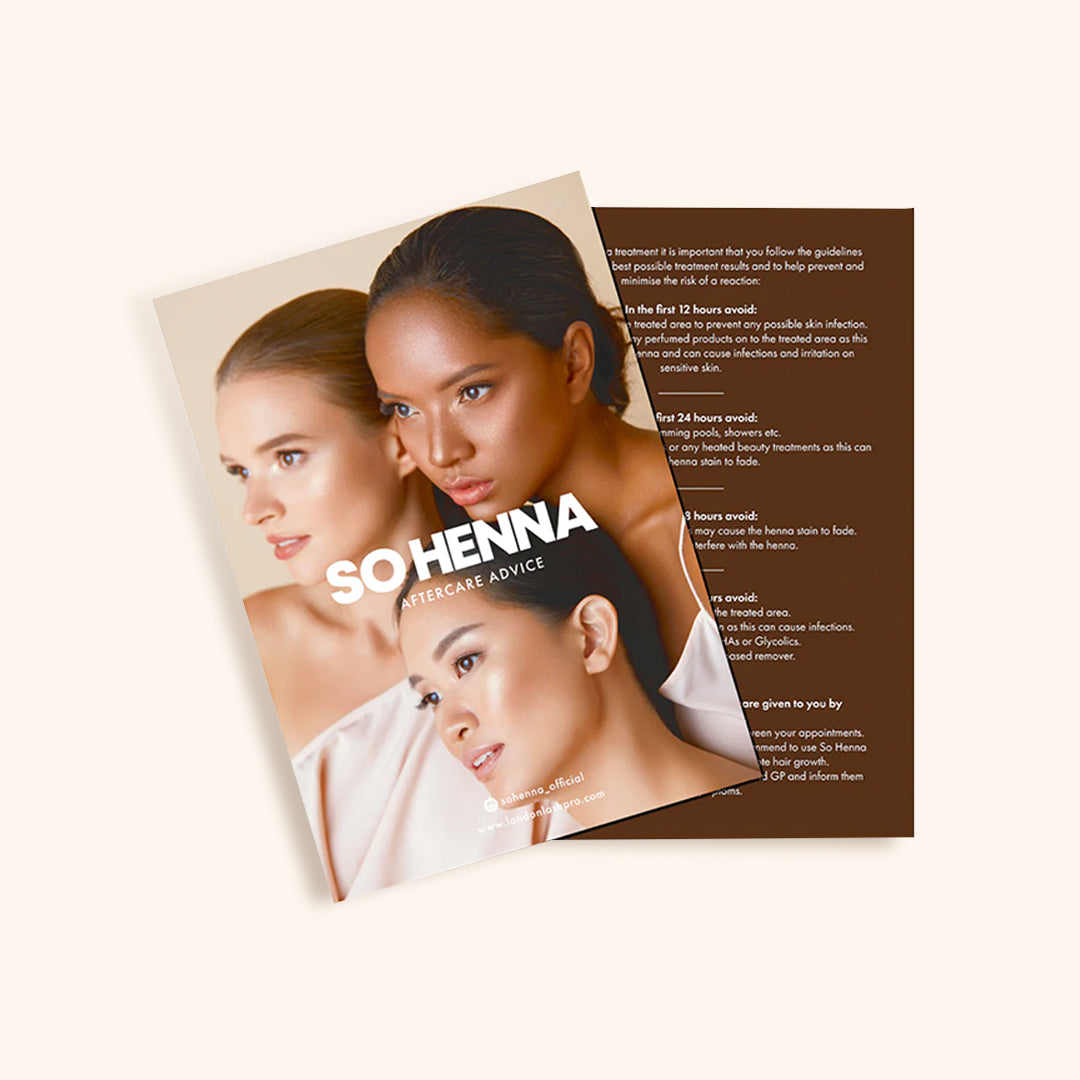 Printable So Henna Eyebrows Aftercare Leaflet