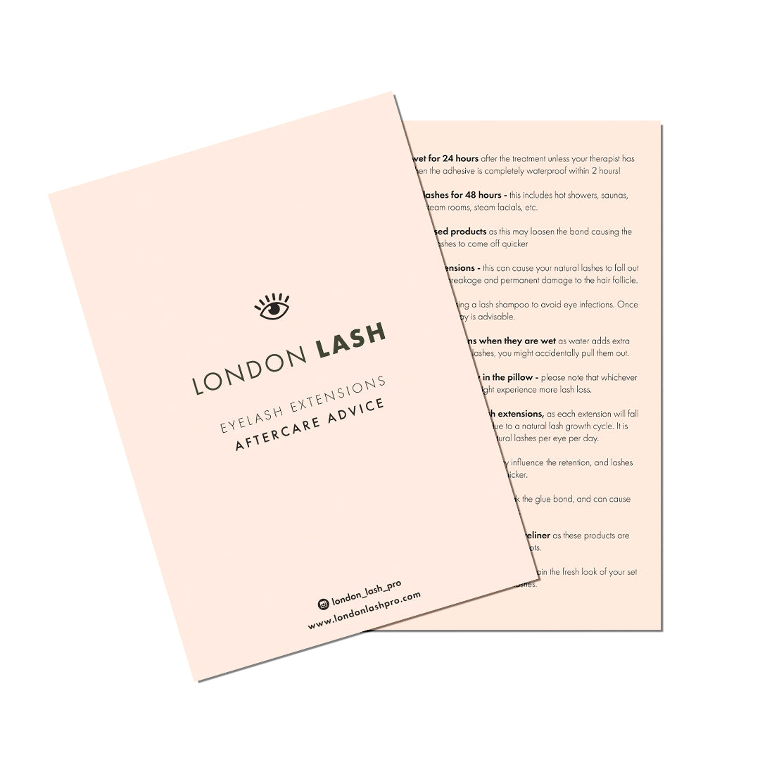 London Lash Printable Aftercare Leaflet for Lash Extensions